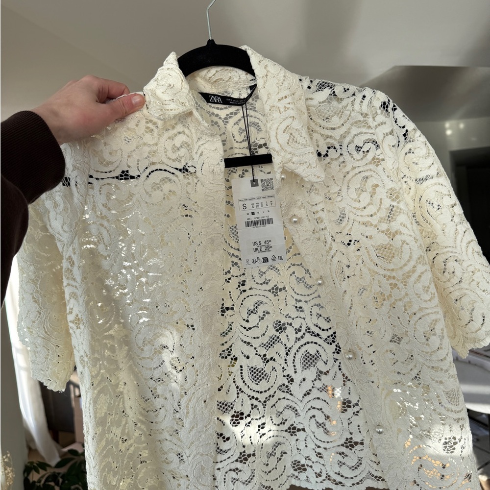 Zara Ivory Lace Blouse - Picture 3 of 7